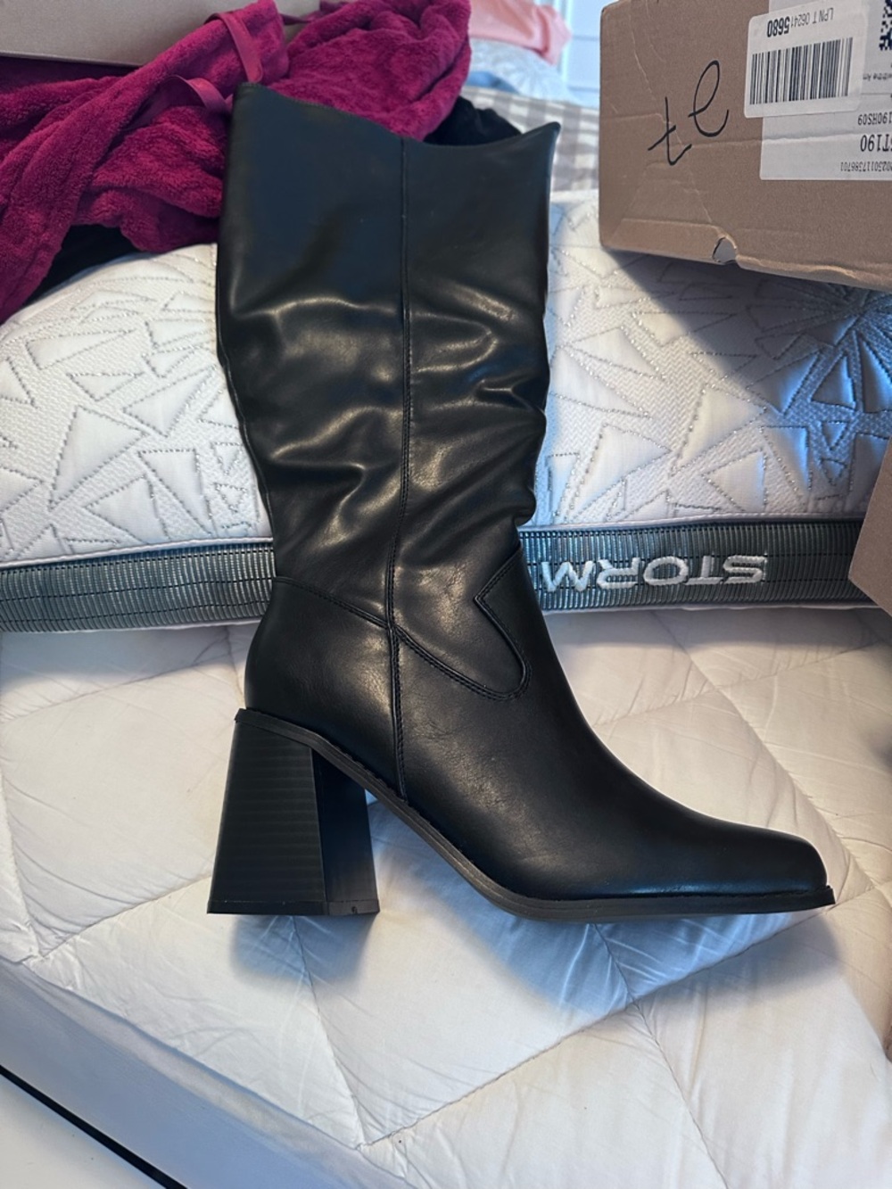 Not Rated Black Mid-Calf Block Heel Boots